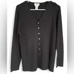 Women's Talbots Pure Silk Black Button Down Cardigan Size Medium‎